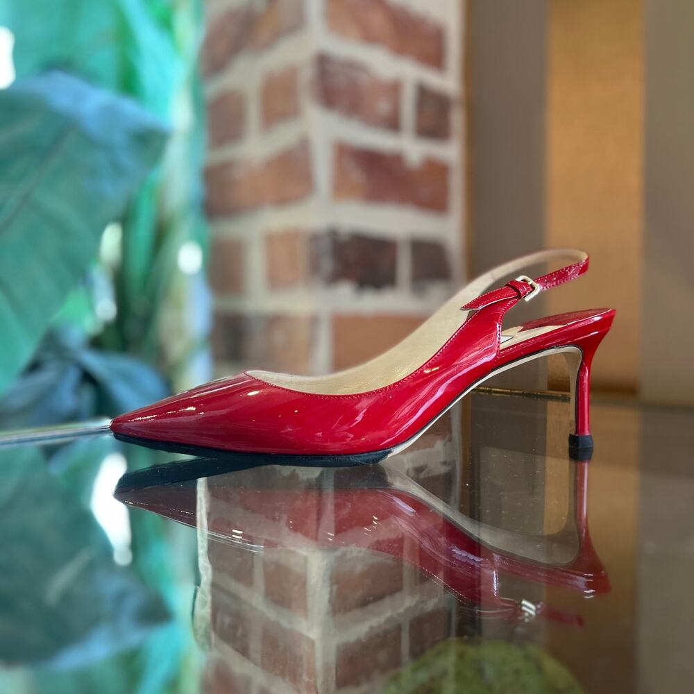 Jimmy Choo Red Patent Leather Slingback Pumps